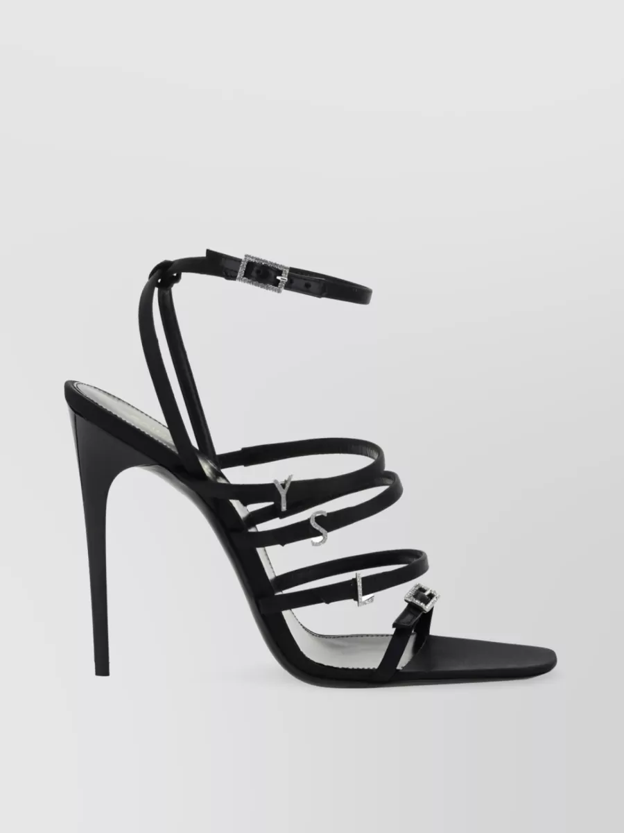 Shop Saint Laurent Jerry 110mm Silk-satin Sandals In Black