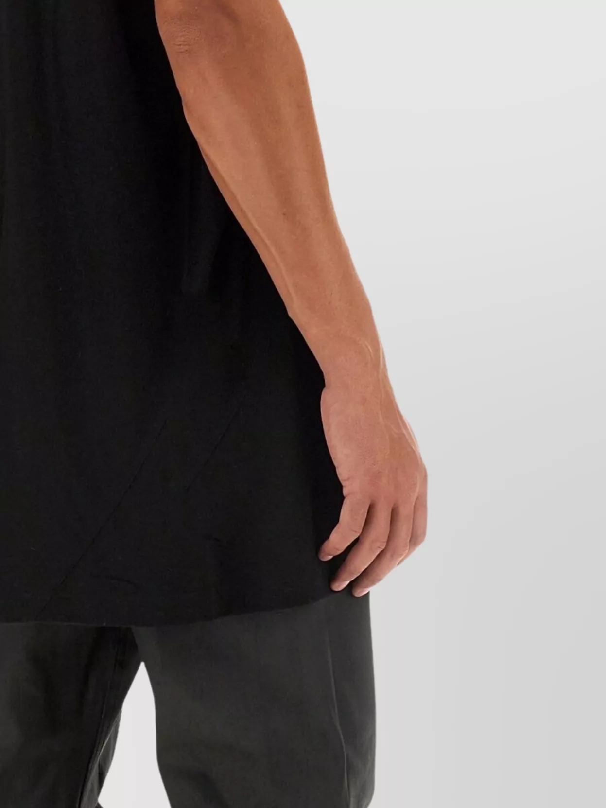 Rick Owens Wool Crew Neck Longline Oversize Vest