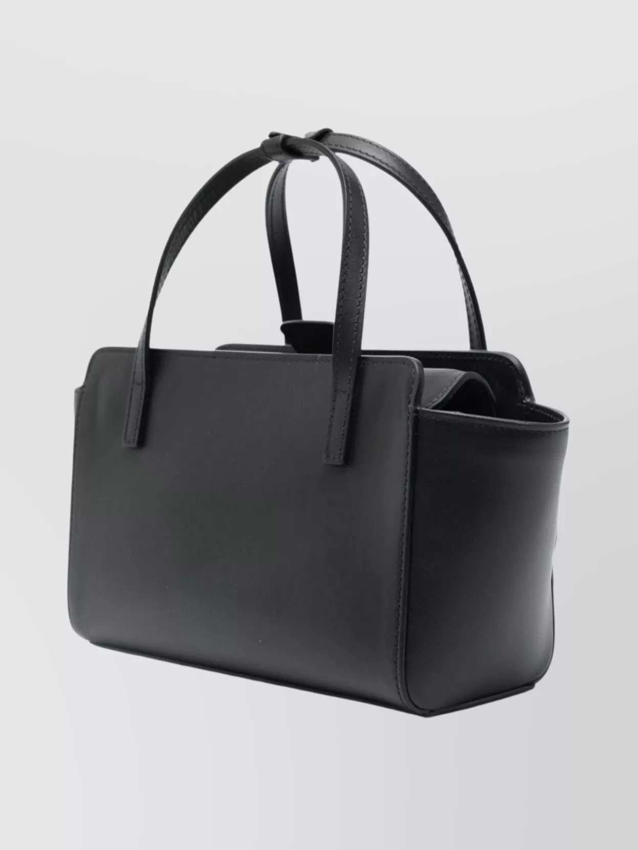 Hidesins Small Leather Tote Bag With Shoulder Strap In Black