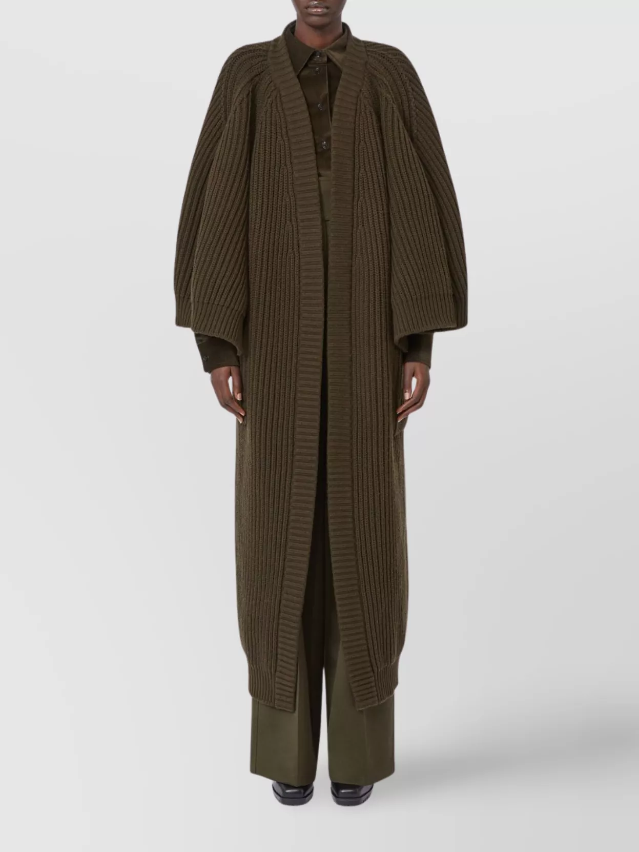 Max Mara Long Knit Cardigan Patch Pockets