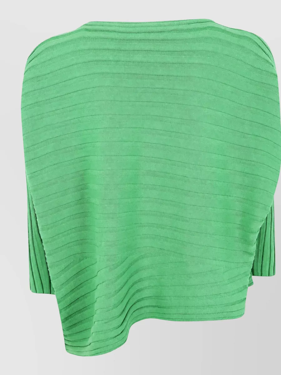 Issey Miyake Cotton cashmere asymmetric 3/4 sleeve knit top