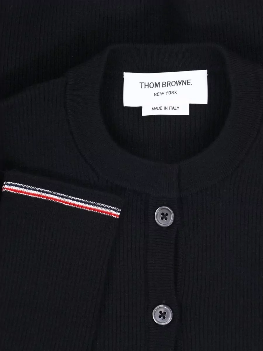 Thom Browne Merino Wool Ribbed Crewneck Cardigan