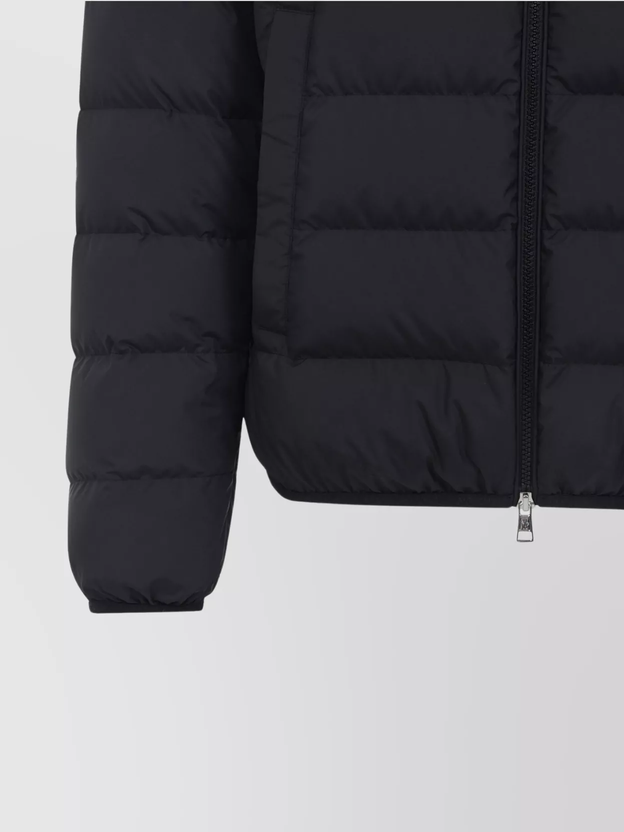 Moncler Quilted Tech Fabric Jacket With Elastic Cuffs In Black
