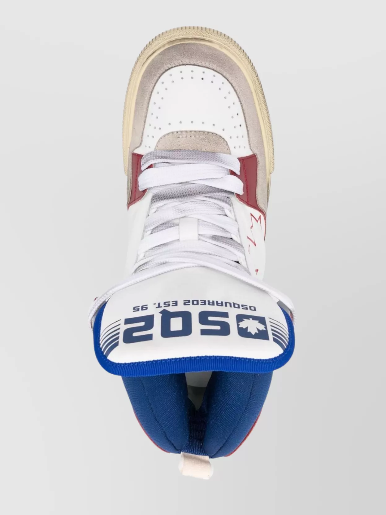 Shop Dsquared2 Distressed Leather Panelled Ankle Sneakers