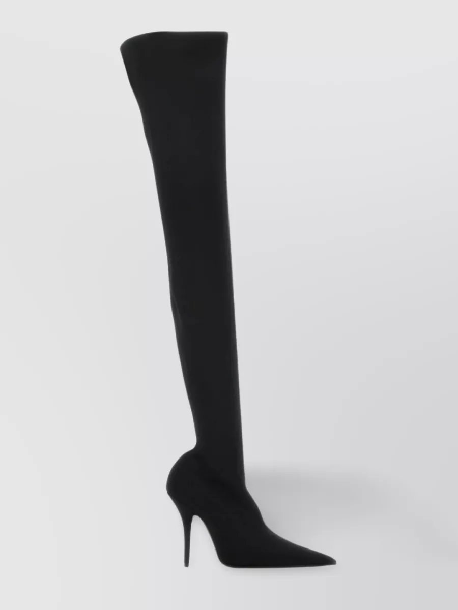 Shop Balenciaga Stretch Nylon Over-the-knee Boots In Black