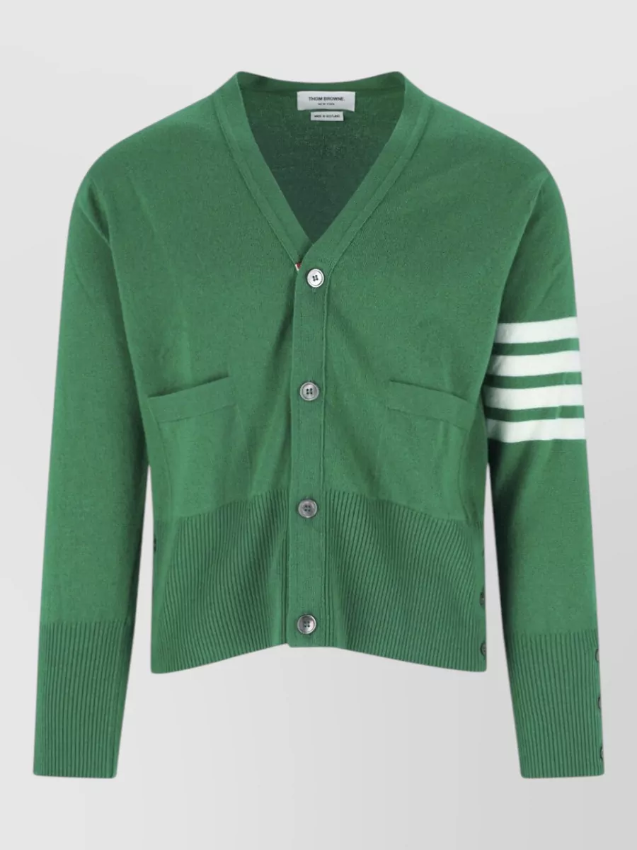 Thom Browne Cashmere V-Neck Ribbed Cardigan