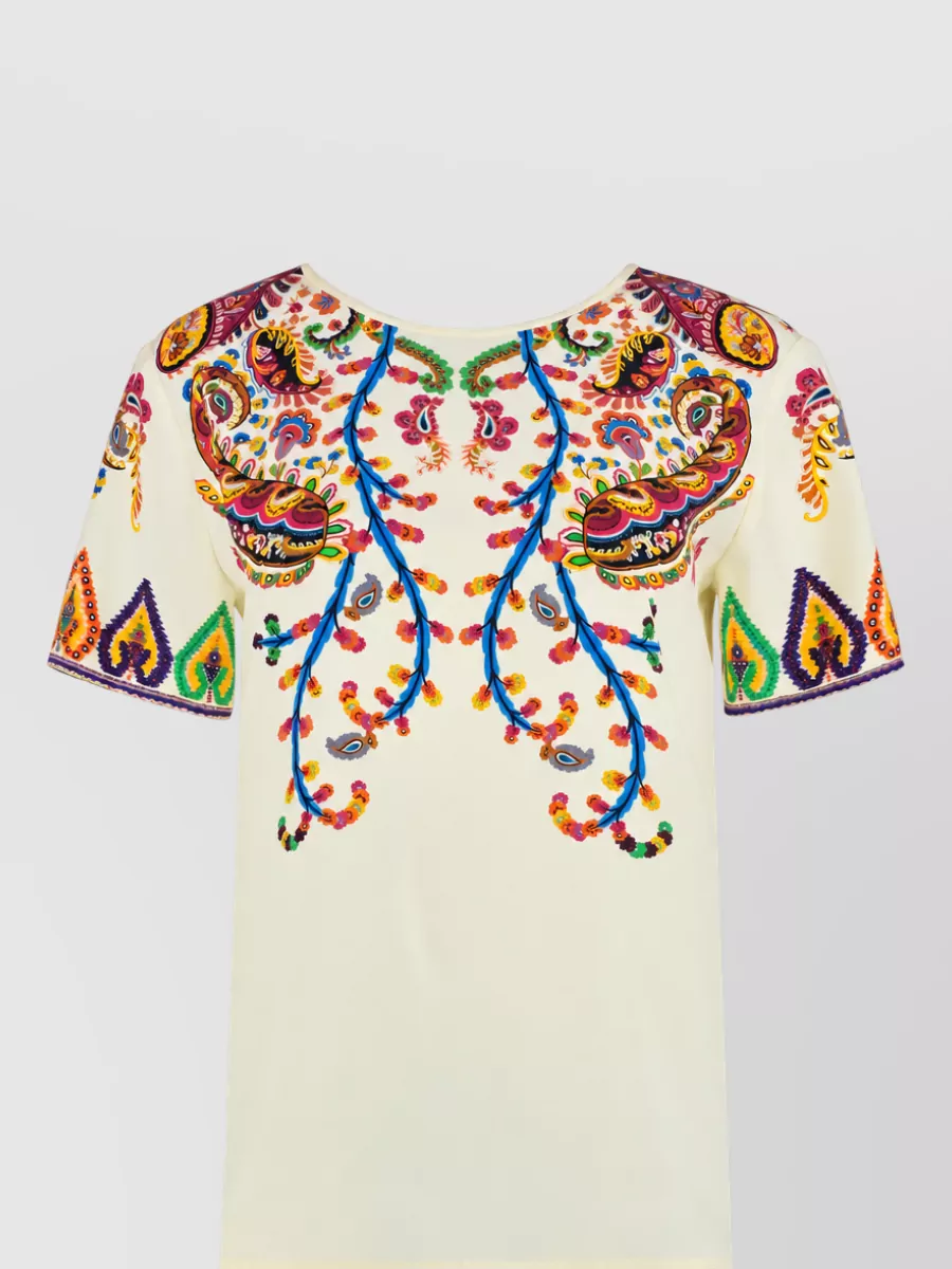 Etro Silk floral-print short-sleeve blouse