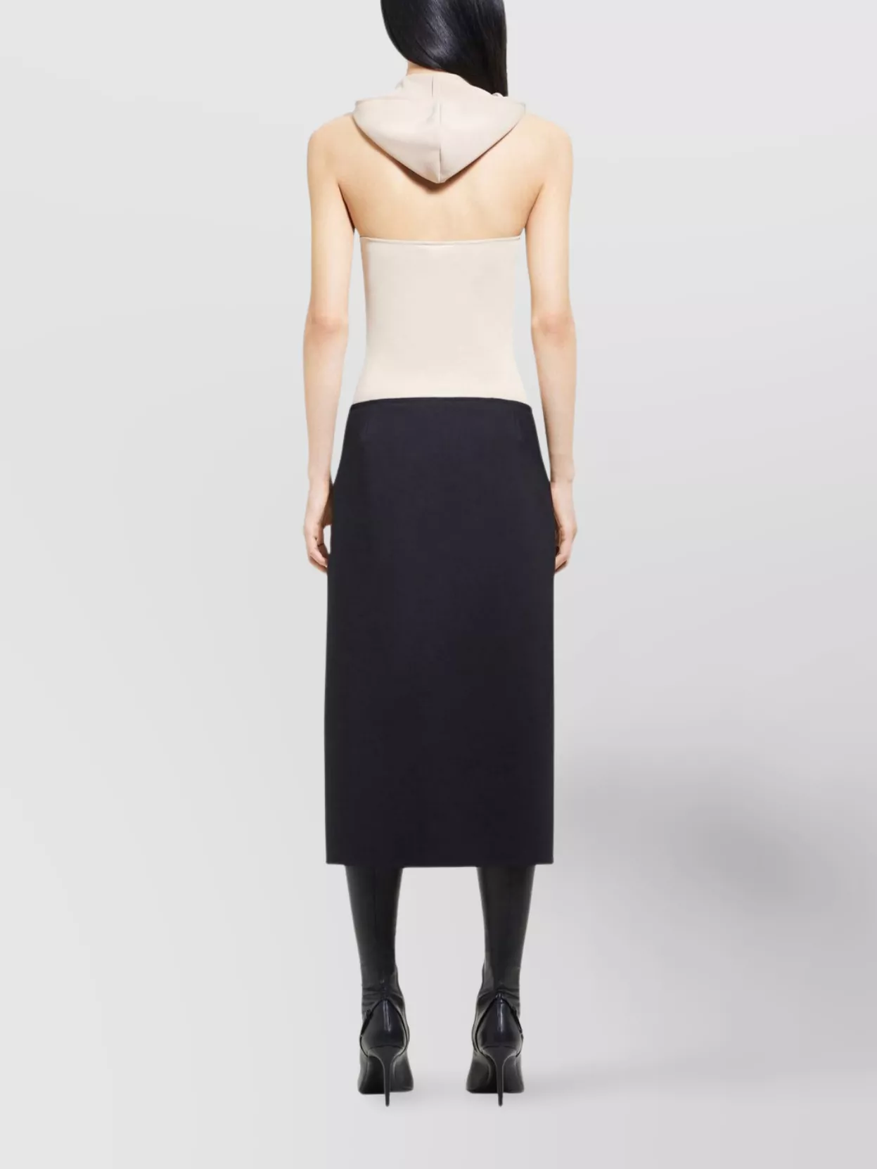Courrèges Halterneck Sleeveless Hooded Bodysuit With Side Slit
