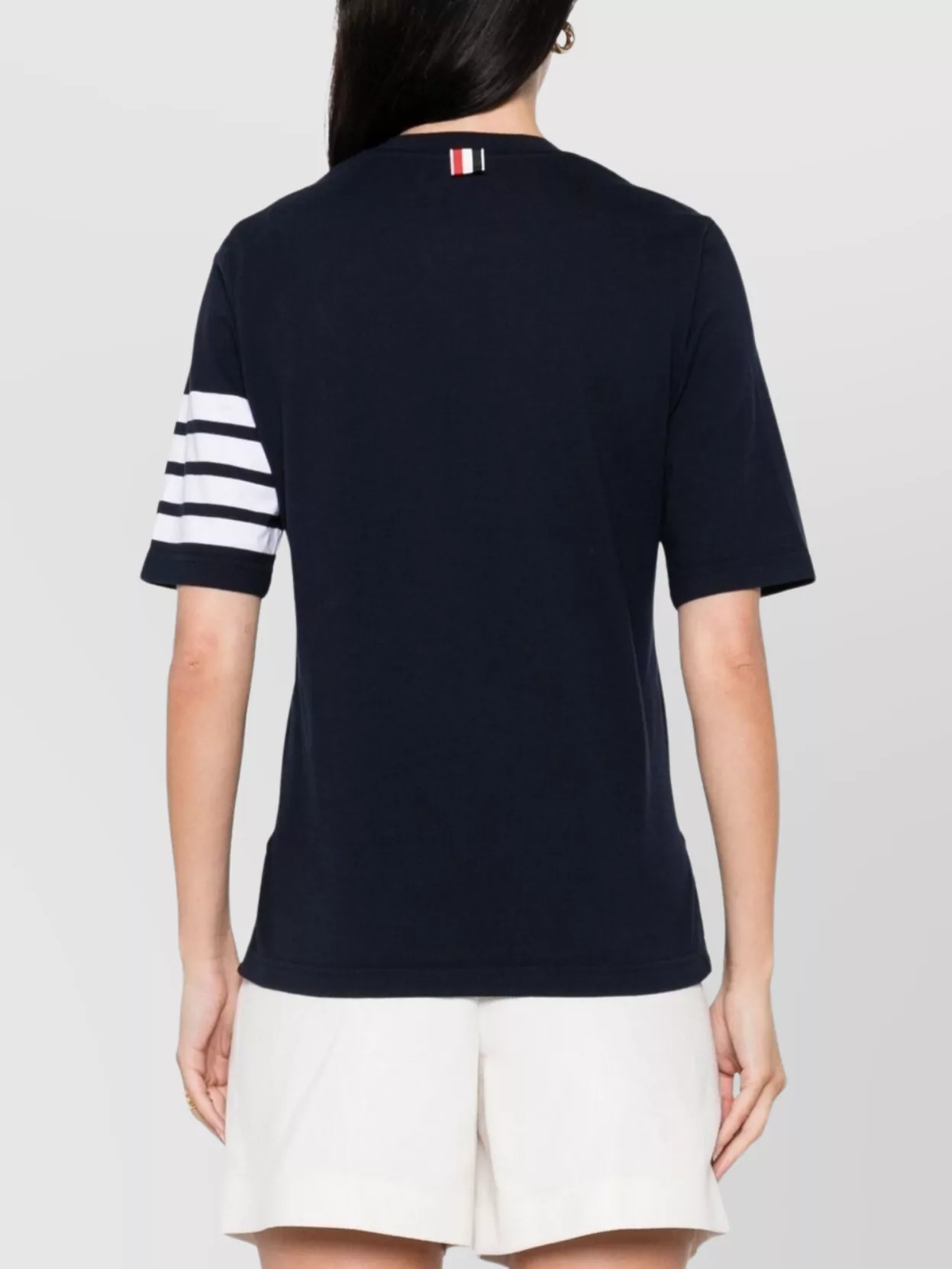 Thom Browne Striped Sleeve Crew Neck Cotton T-Shirt