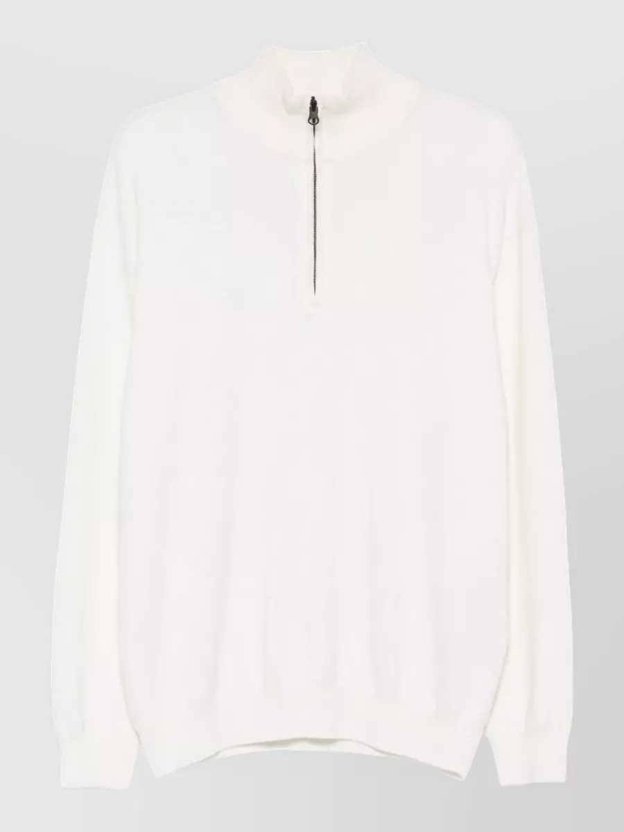 Lisa Yang cashmere half-zip ribbed stand-collar sweater