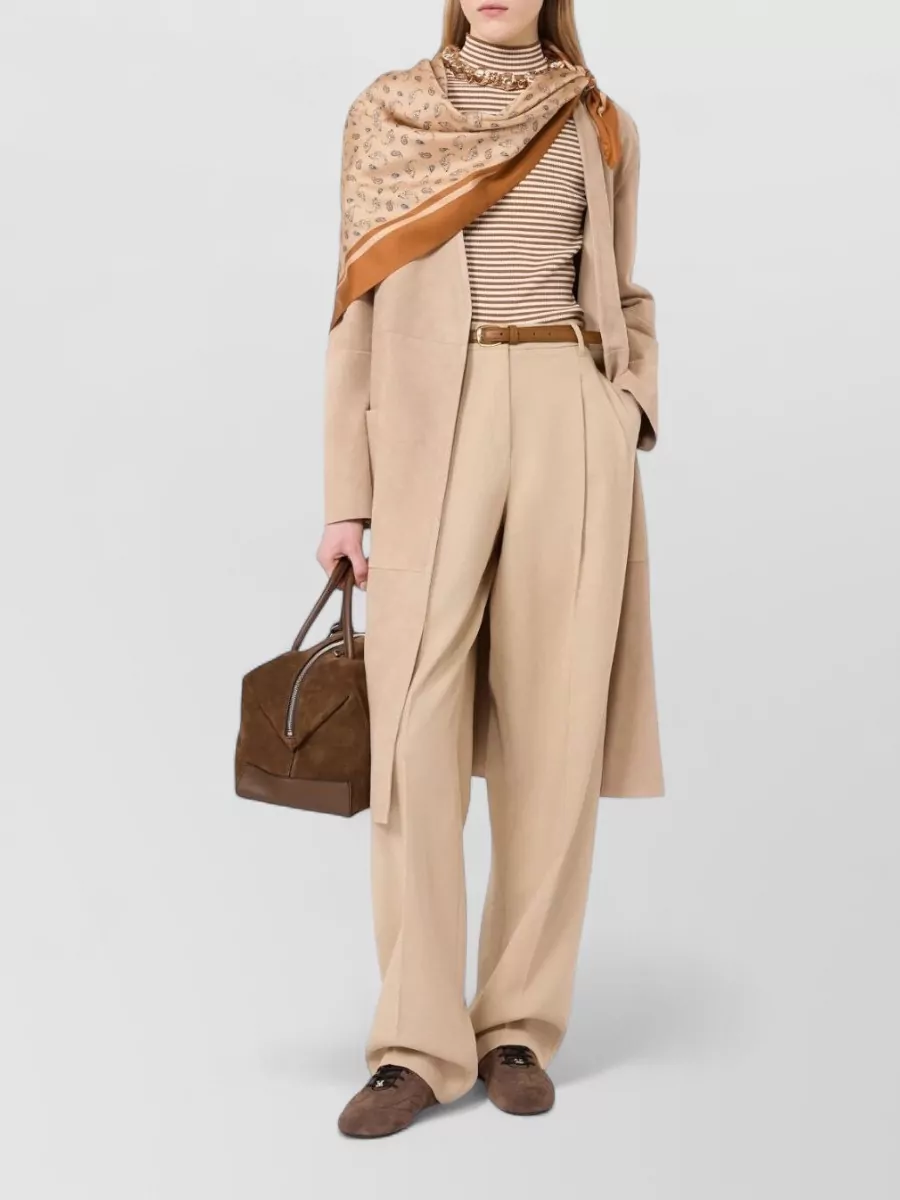 S Max Mara Ribbed Striped Sleeveless Turtleneck Top