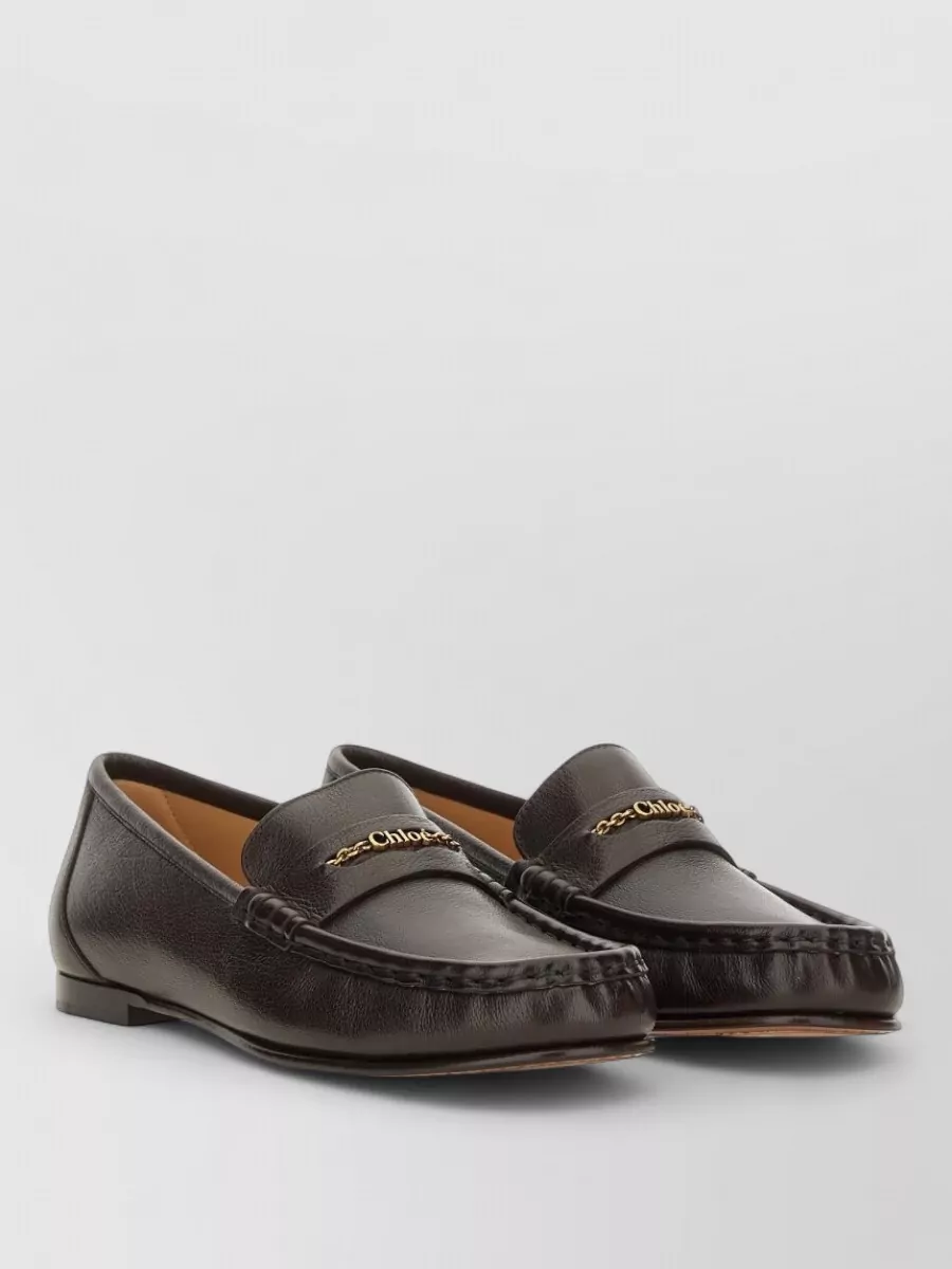 Chloé Leather Loafer Shoe Round Toe Design