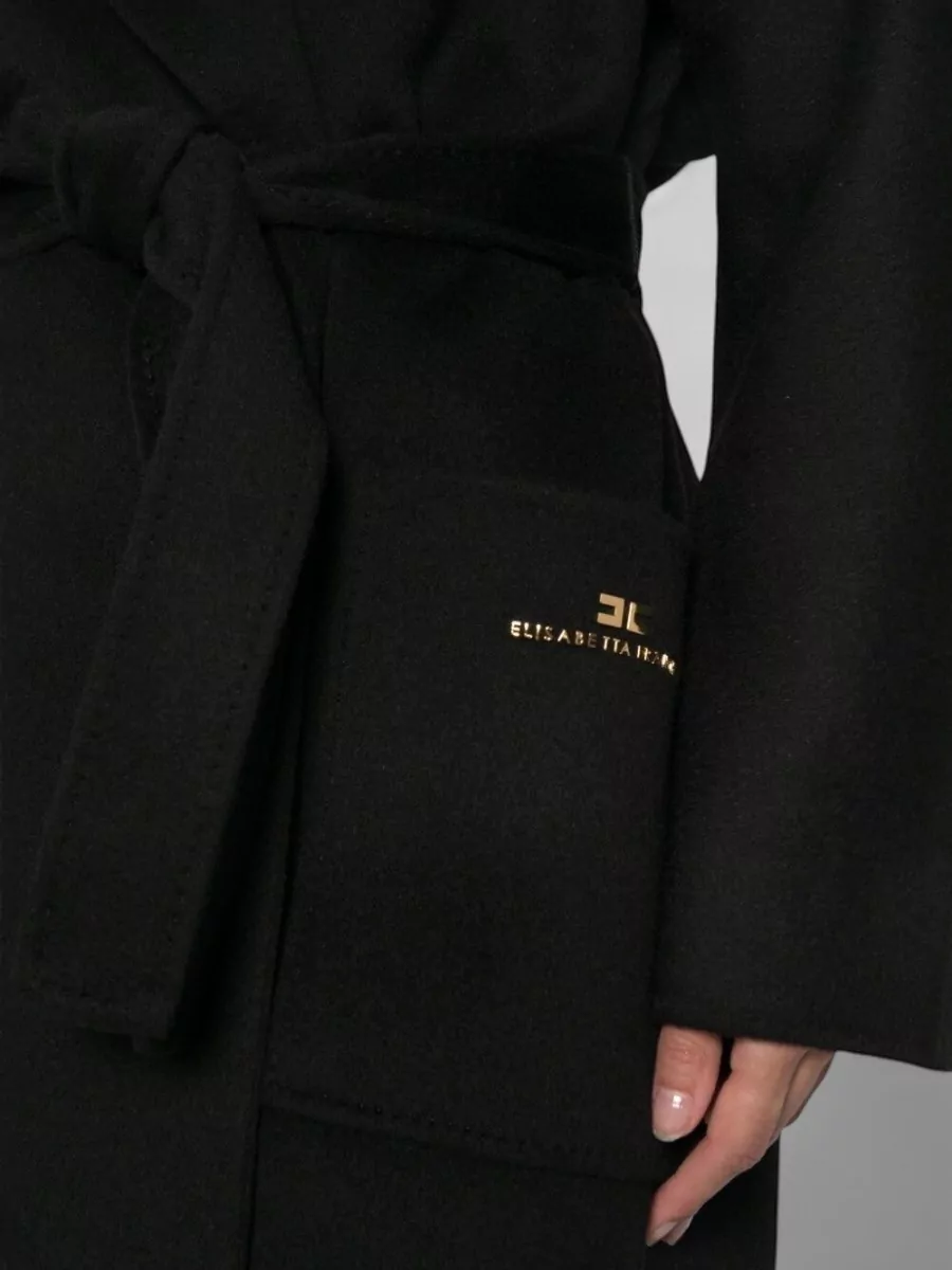 Elisabetta Franchi Wool Oversized Belted Coat