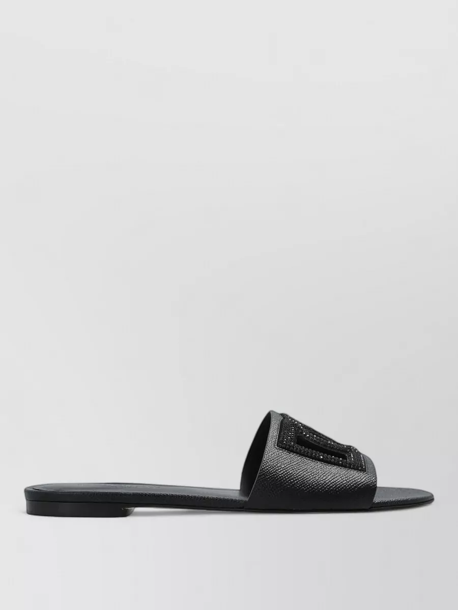 Dolce&Gabbana Dg Logo Leather Flat Sole Sandals