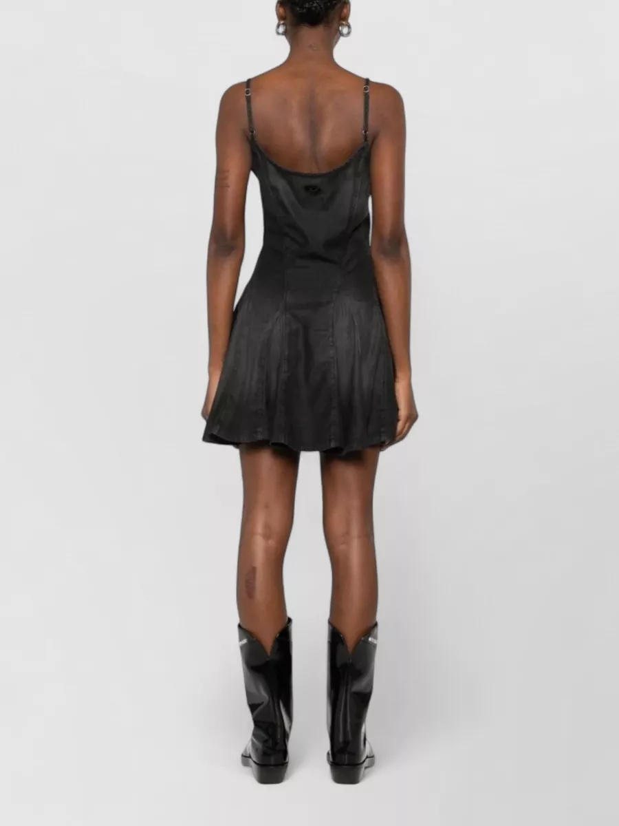 Diesel Denim Mini Dress Fitted Bodice Flared Skirt
