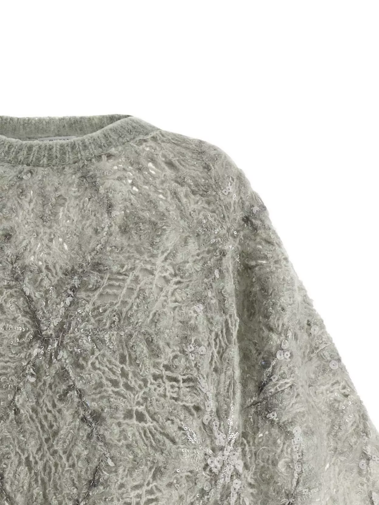 Brunello Cucinelli Short Sleeve Textured Sweater Featuring Sequins
