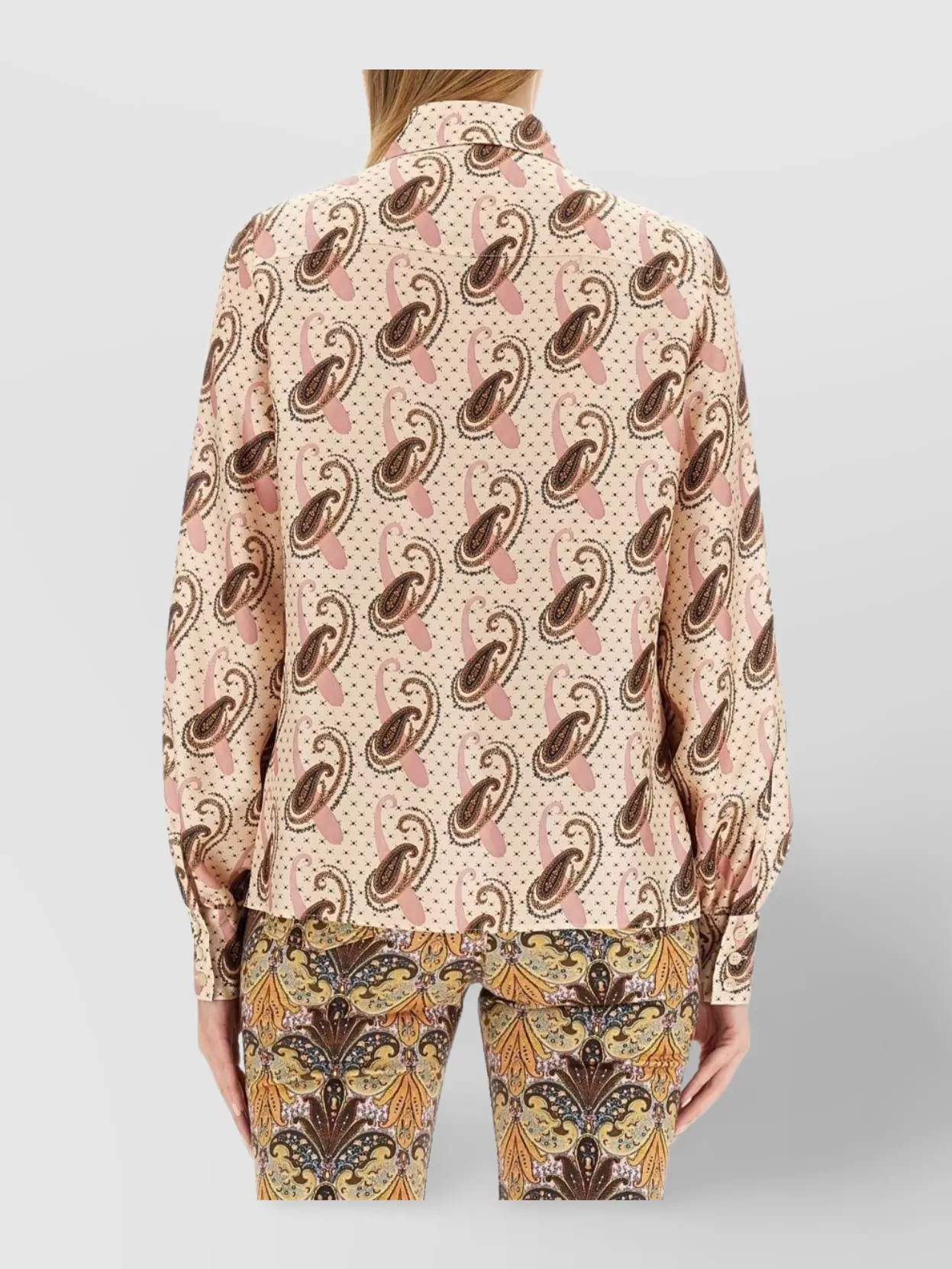 Etro Paisley Printed Silk Charmeuse Shirt In Neutral