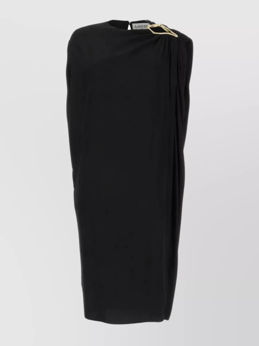Shop Lanvin Chic Sleeveless Midi Dress With Side Slit In Black