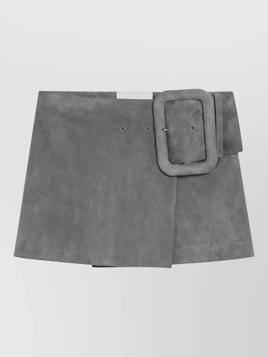 Ami Paris suede leather belted mini skirt
