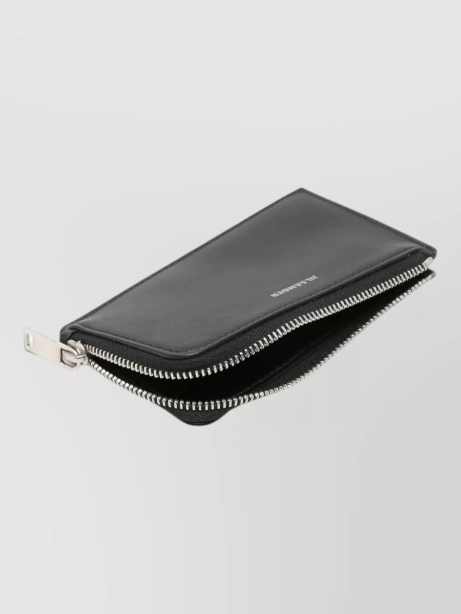 Jil Sander Leather Logo-Print Zip Cardholder