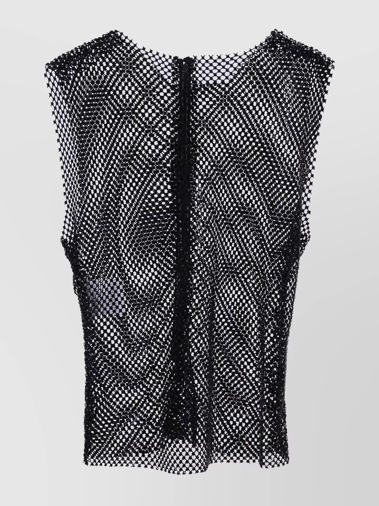 Alberta Ferretti Mesh Overlay Sleeveless Scoop Neck Top