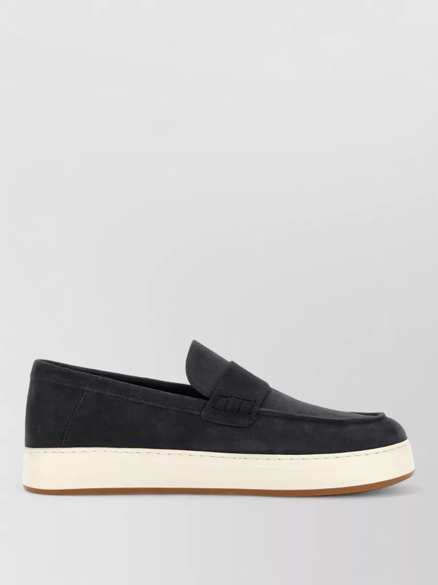 Hogan Suede Loafers Contrast Sole Round Toe