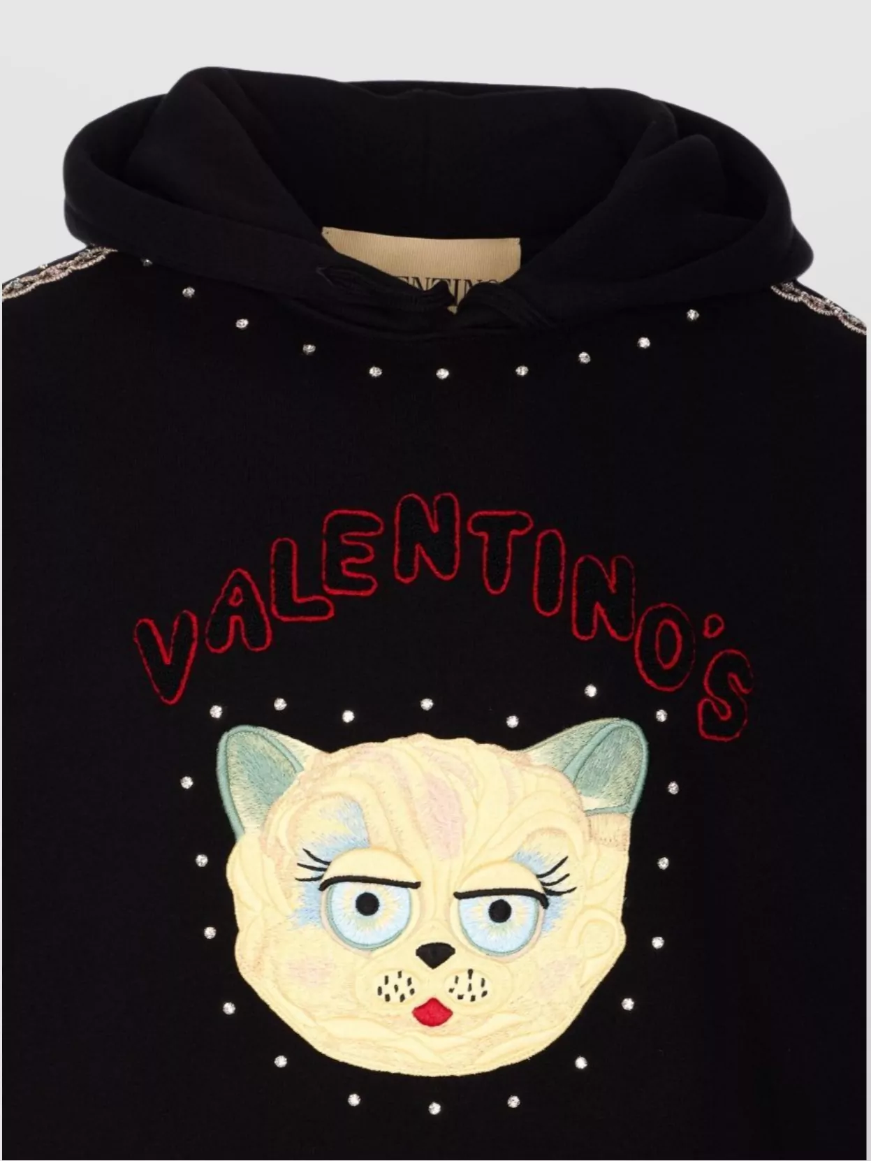 Valentino Garavani Crystal-Embellished Hooded Sweater With Embroidered Logo