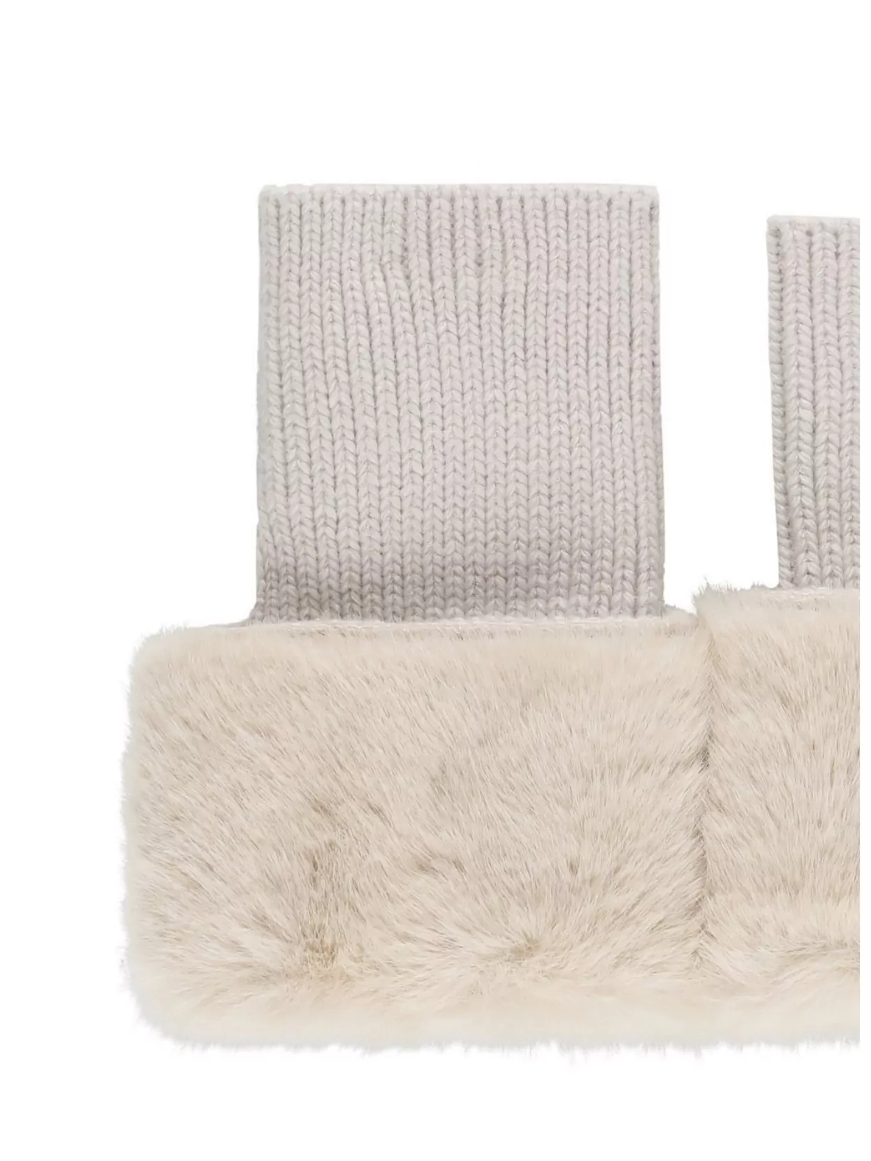 Coccinelle Ribbed Fingerless Gloves With Eco Fur Detail