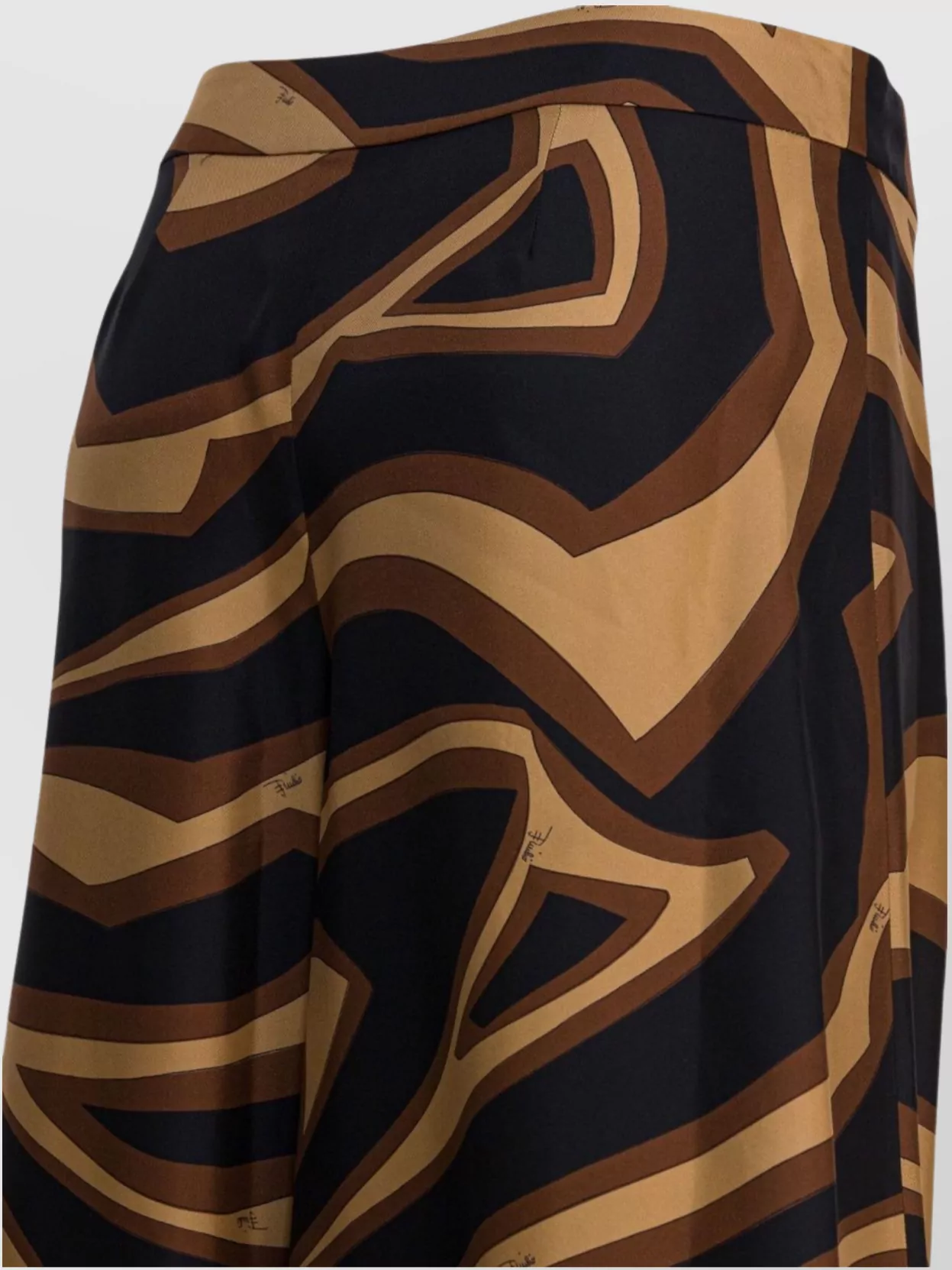 Pucci Labirinto Print Silk Wide Pants Trousers Black In Brown