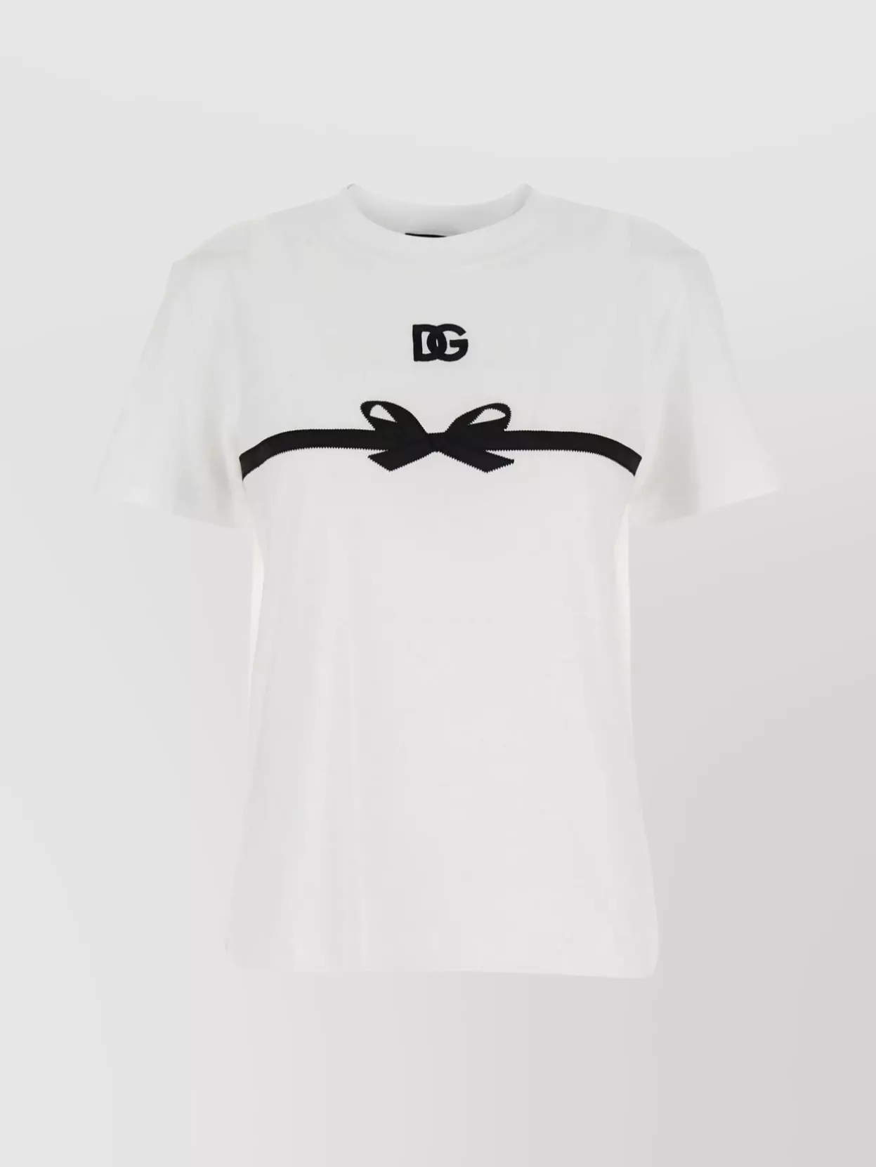 Dolce & Gabbana Embroidered Bow Detail Jersey T-shirt In White