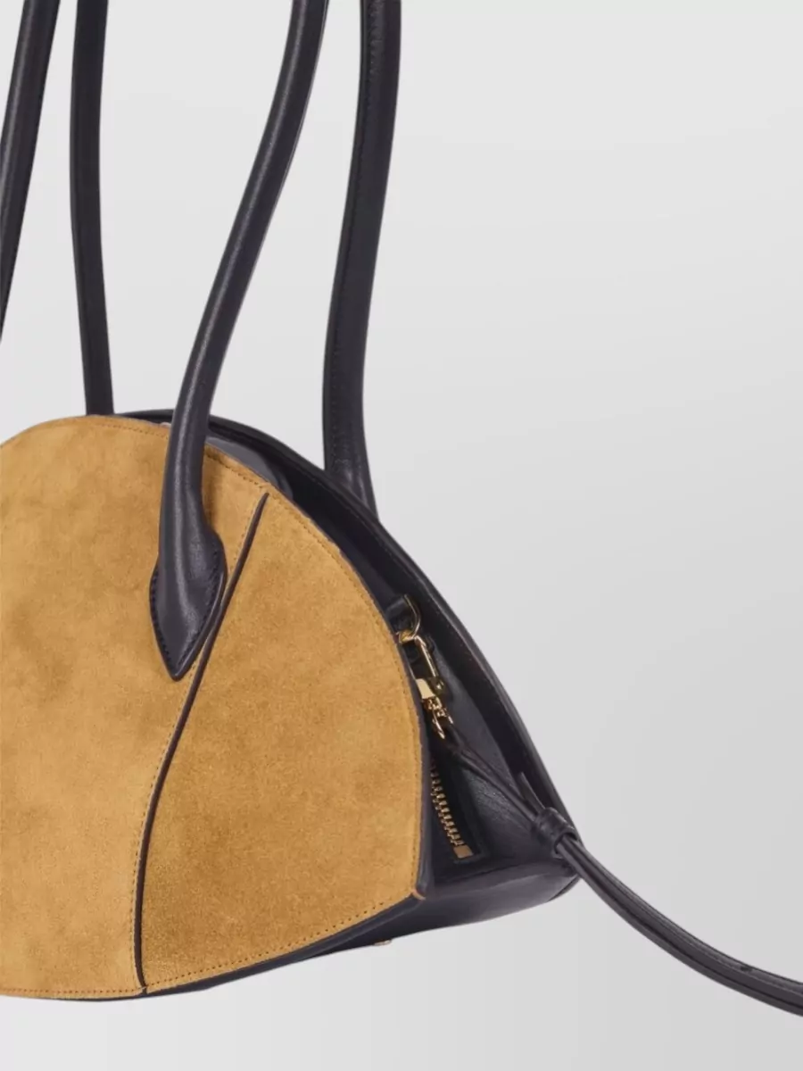 Nina Ricci Shoulder Bag Structured Suede Nylon Silk