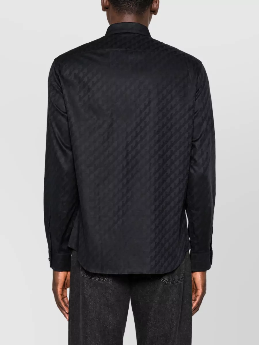 Emporio Armani Jacquard Logo Cotton Long Sleeve Shirt