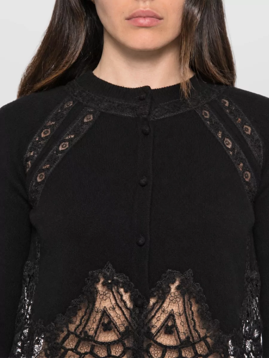 Ermanno Scervino Cashmere Cropped Lace Cardigan