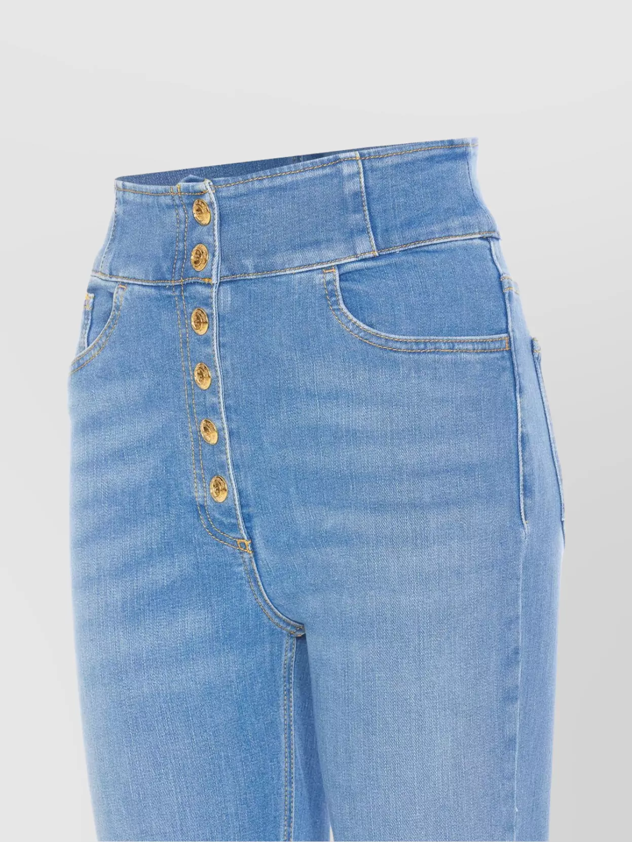 Elisabetta Franchi High-Rise Waist Denim Jeans With Flared Leg