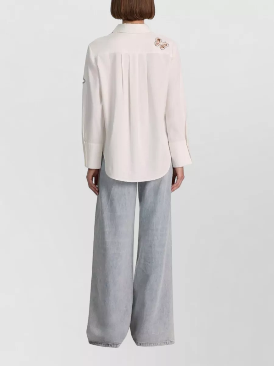 Alice + Olivia Crystal Embellished Cutout Shirt
