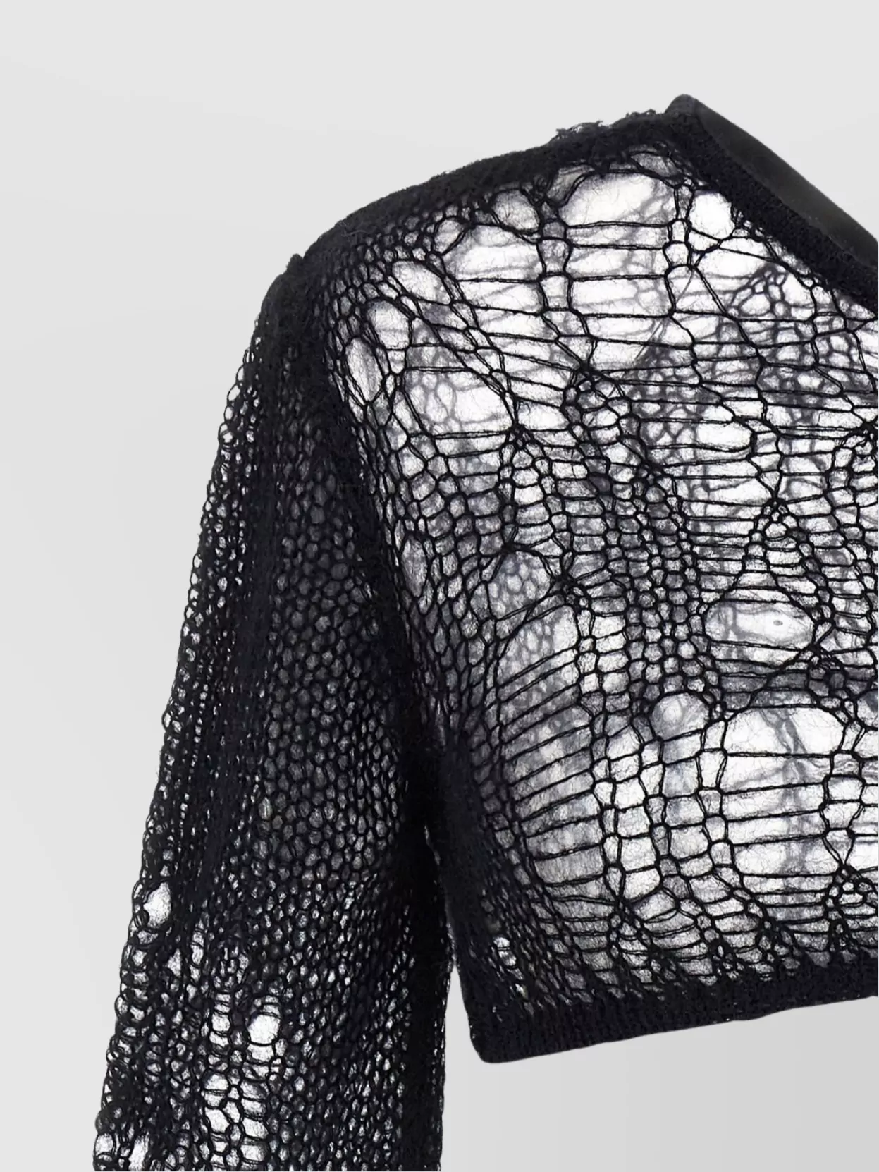 Rick Owens Ziggy One-sleeve Cropped Open-knit Top