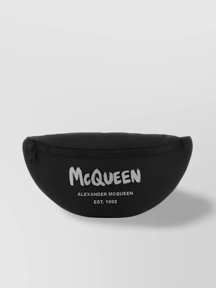 Shop Alexander Mcqueen Graffiti Logo Belt Bag In Black