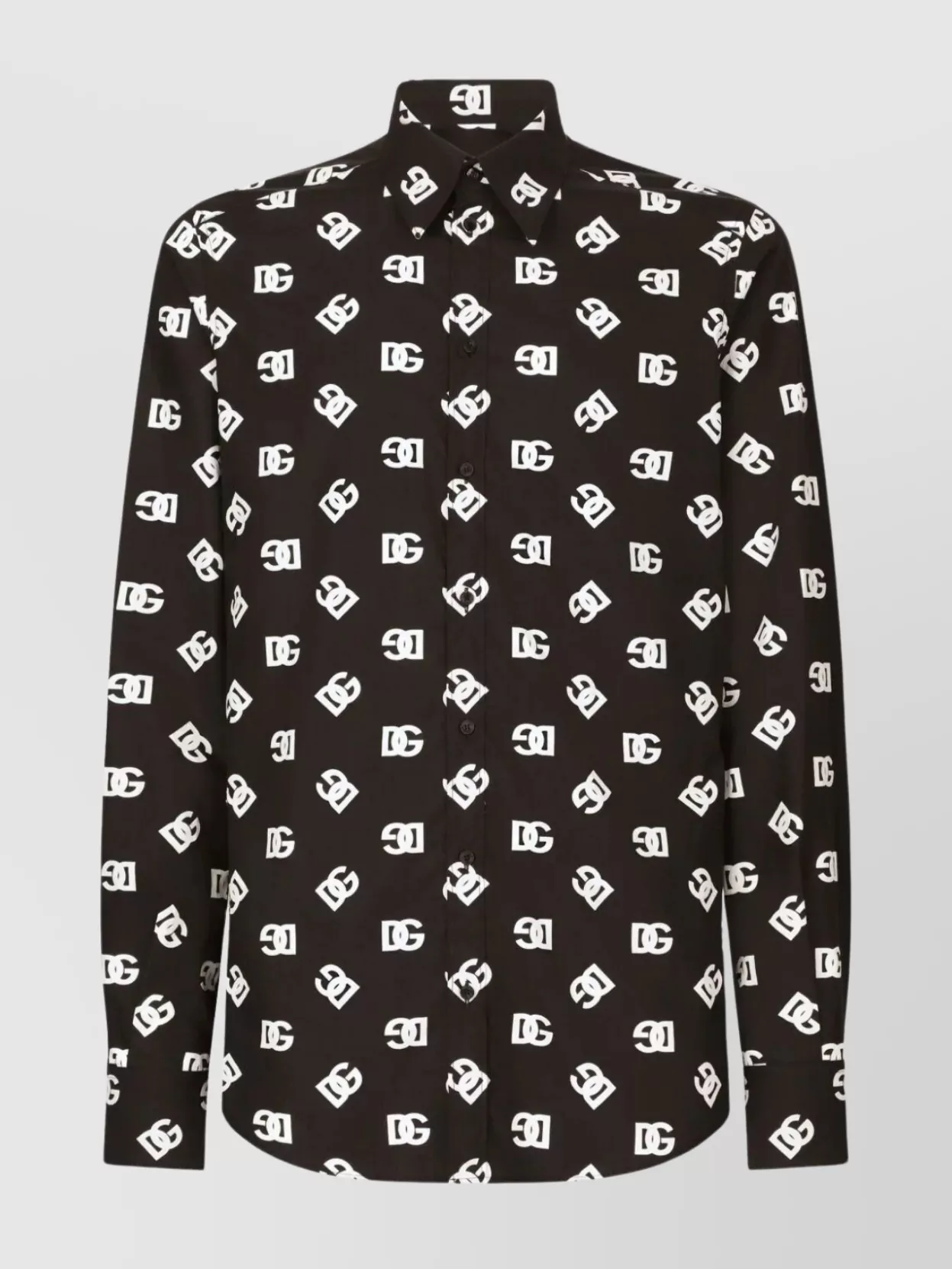 Shop Dolce & Gabbana Monogram Collar Long Sleeve Shirt