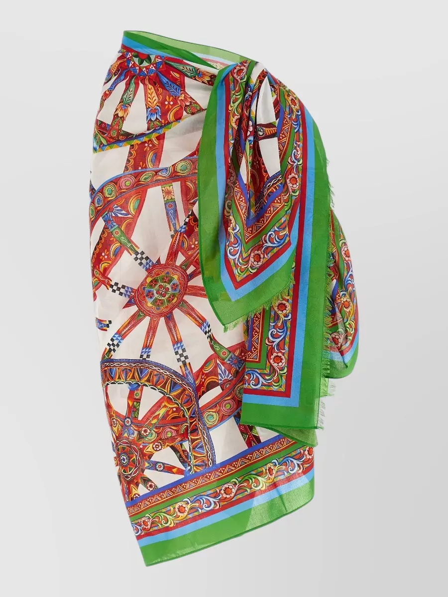 Dolce&Gabbana Cotton Printed Fringe Wrap Skirt