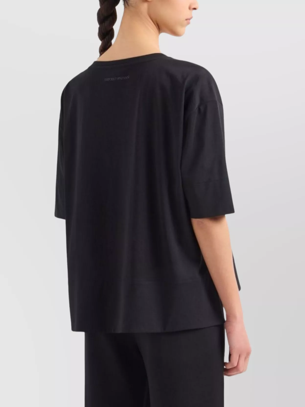 Emporio Armani Cotton Logo T-Shirt With Asymmetric Hem