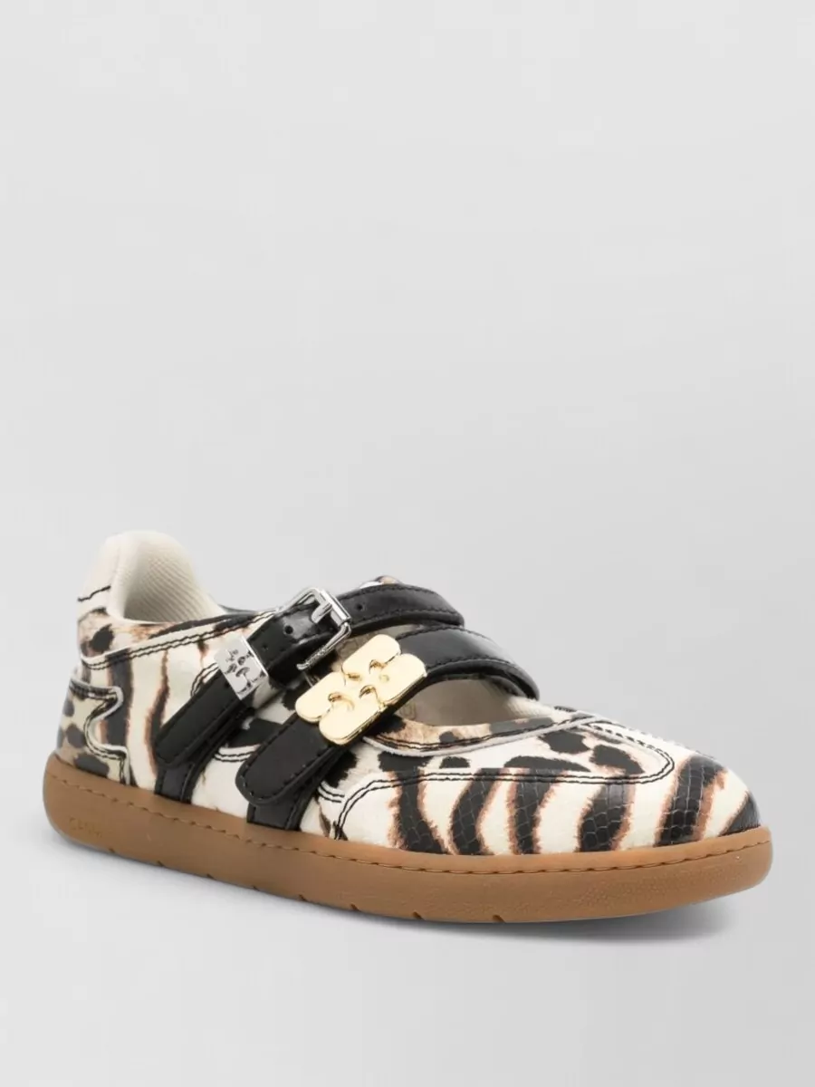 Ganni silk satin buckle ballet flats