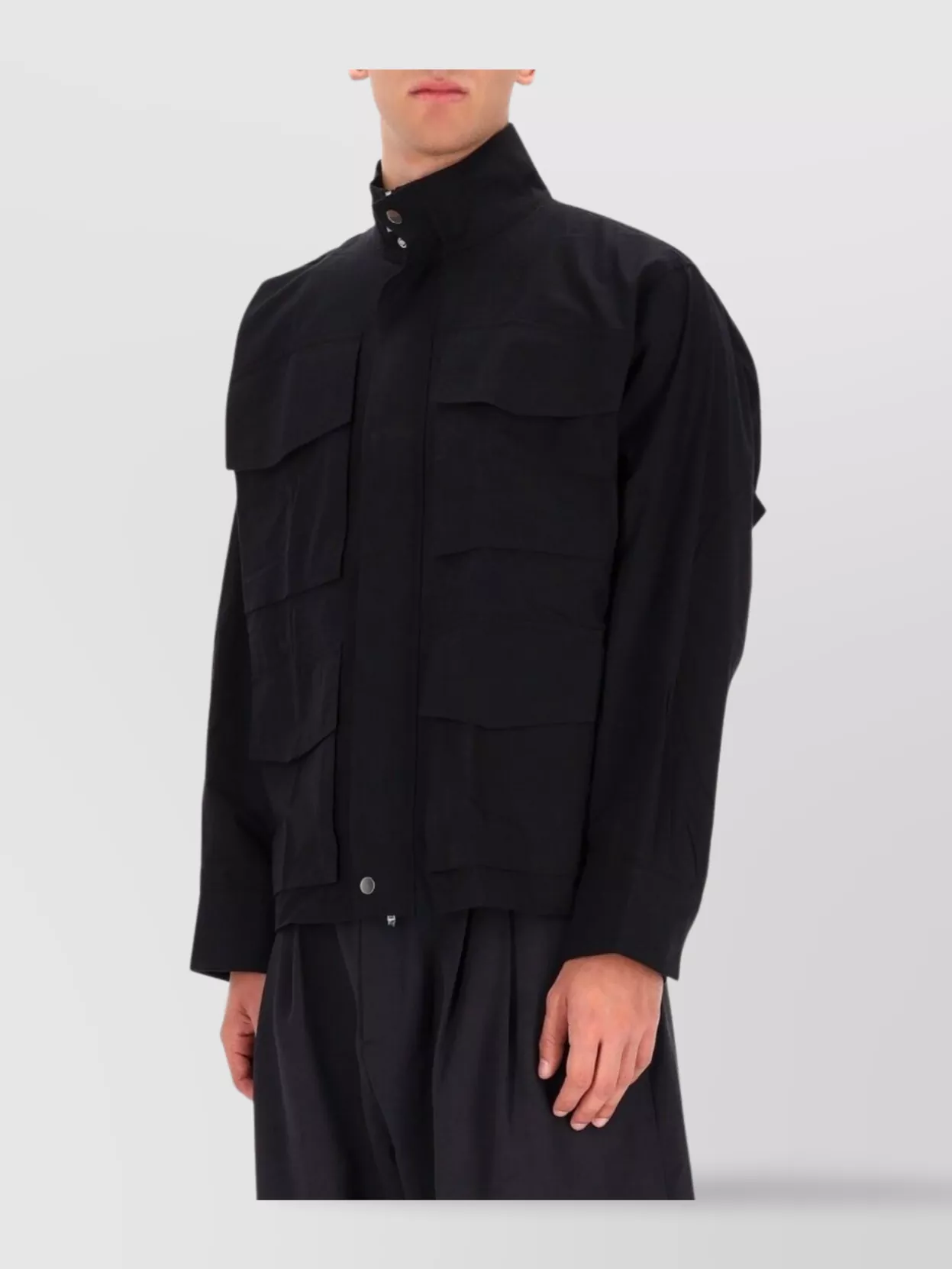 Studio Nicholson High Collar Long Sleeve Jacket With Pockets