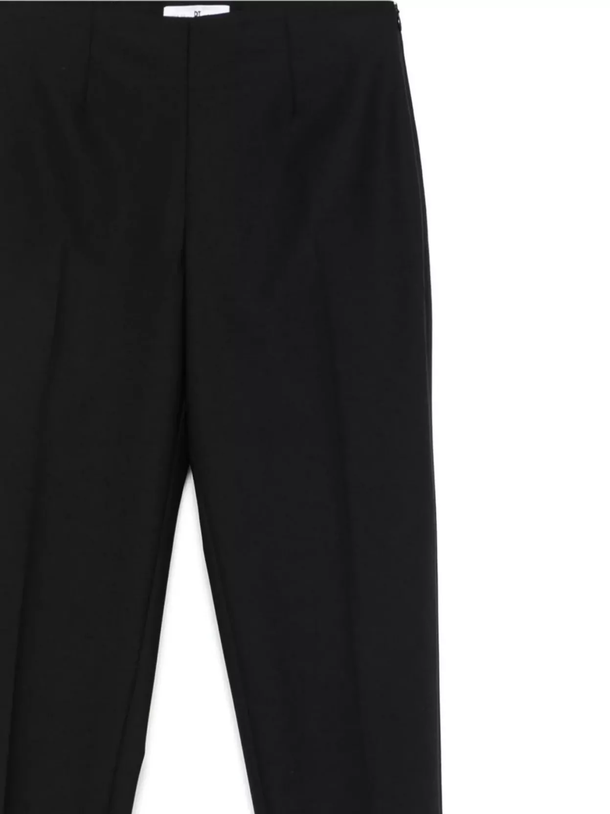 Pt Torino Straight Leg Trousers With Pleated Front And Side Slits In Black