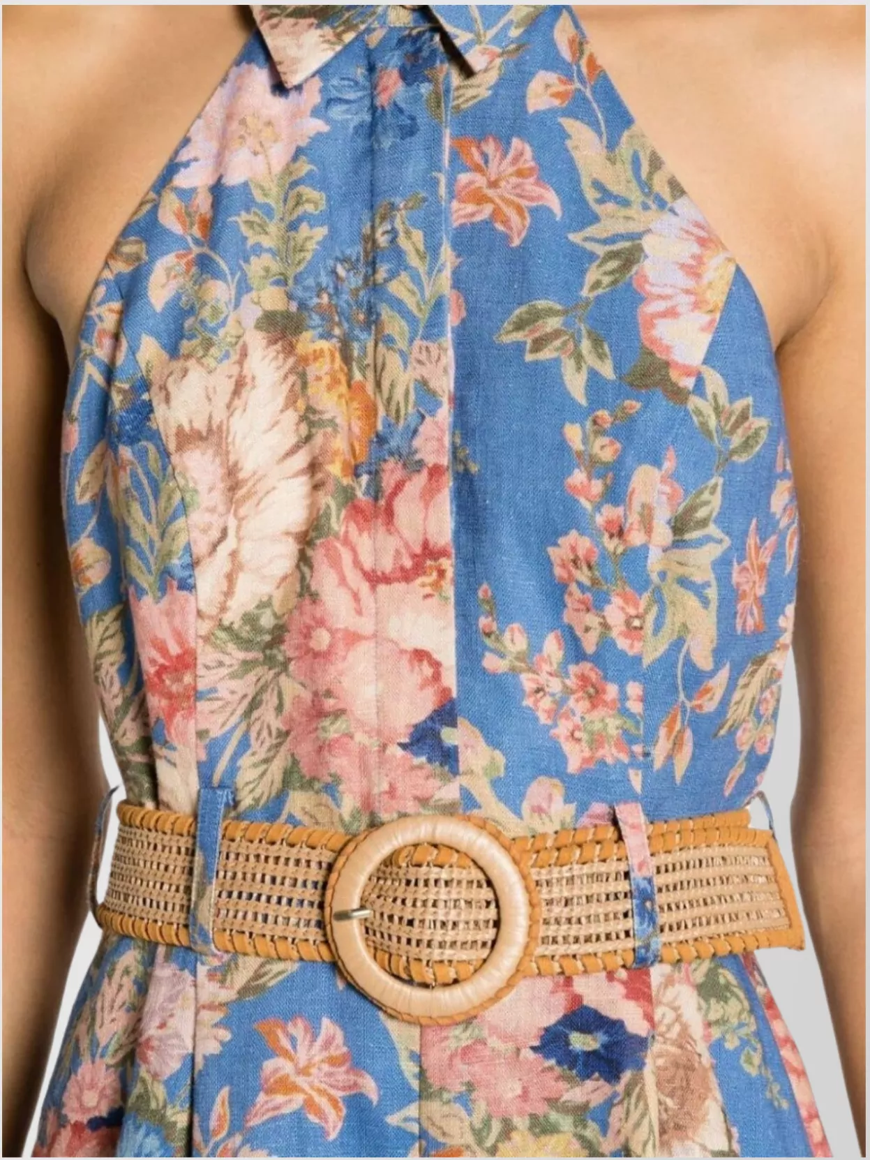 Zimmermann Floral Halterneck Belted Playsuit