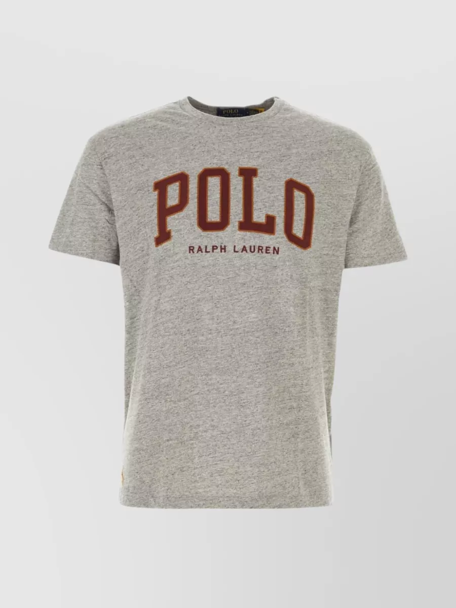 Shop Polo Ralph Lauren Grey Cotton Crew Neck T-shirt