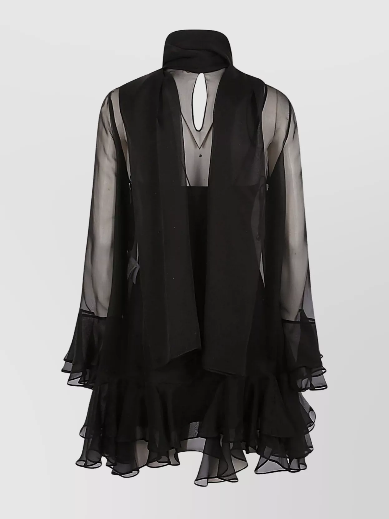 Valentino Mini Dress In Chiffon With Ruffled Hem