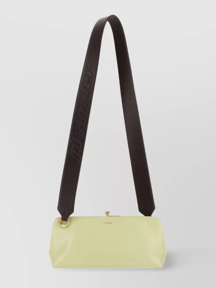 Shop Jil Sander Leather Shoulder Bag With Detachable Handle And Adjustable Strap In Cream