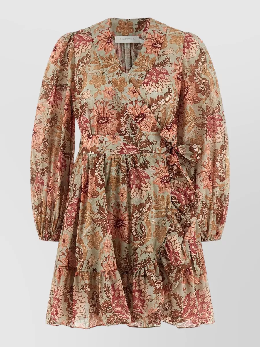 Zimmermann Cotton floral-print wrap mini dress