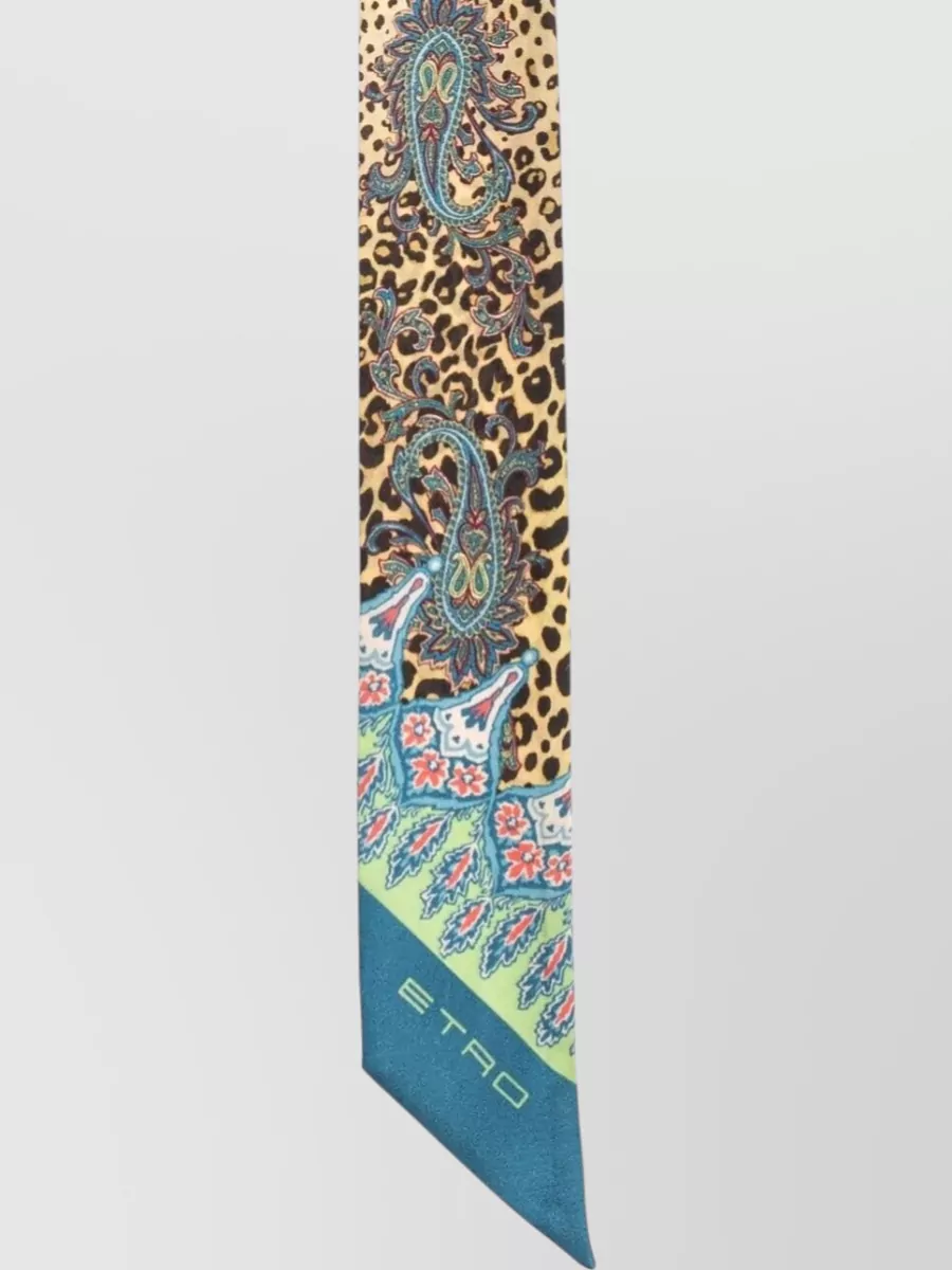 Etro Silk Foulard Leopard Print Paisley Pattern
