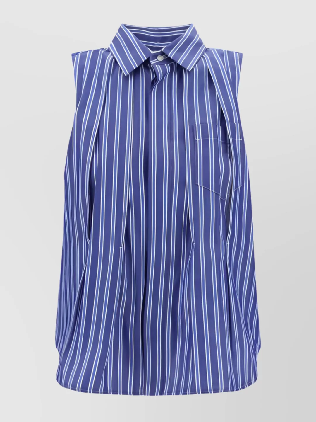 Shop Sacai Cut-out Paneled Sleeveless Striped Shirt